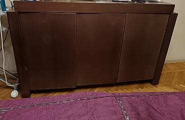 Tünd qəhvəyi rəngdə çoxfunksiyalı komod/TV altlığı - Material: Mebel