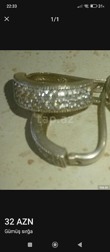 Gümüş sırğa 925 prob. - Material: gümüş rəngli metal ərintisi -