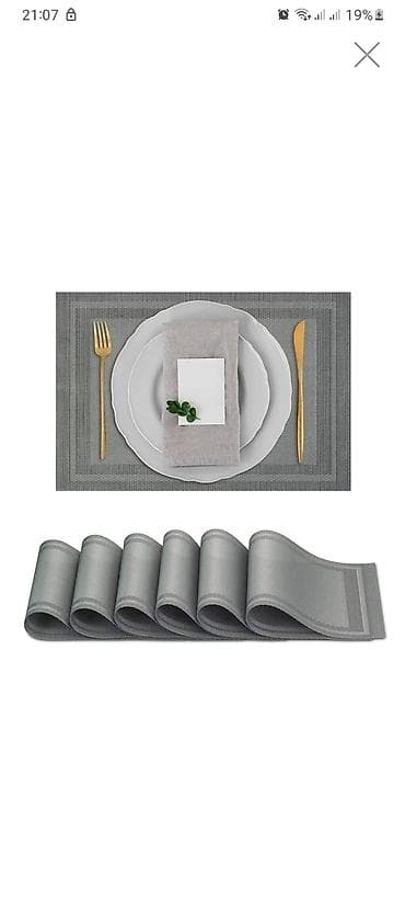 Mətbəx/Süfrə üçün süfrəaltı placemat dəsti - Rəng: boz (tünd-boz