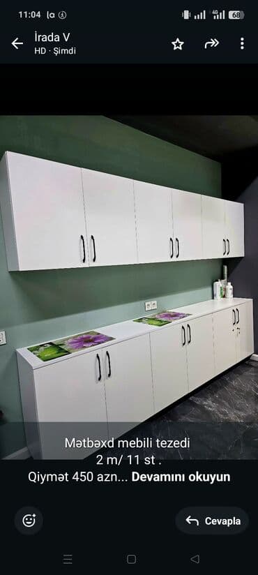Mətbəxd mebili tezedi 2 m/ 11 st . Qiymət 450 azn Irada v Ayna lalafo.az -da Mətbəxd mebili tezedi 2 m/ 11 st . Qiymət 450 azn Irada v Ayna