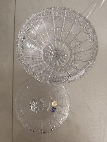 xrustal: Kristal qapaqlı şirniyyat qabı - Material: şəffaf kəsmə kristal/şüşə — 2