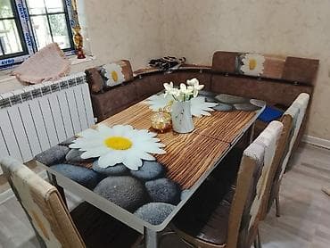 tap.az divan islenmis: Mətbəx üçün masa və oturacaq dəsti - Dizayn: Şüşə üstlü masa – taxta — 1