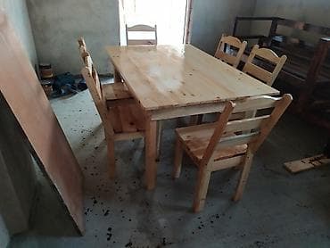 Bağ evi və həyət üçün taxta masa ve stullar . Taxta Stol dəsti bağ