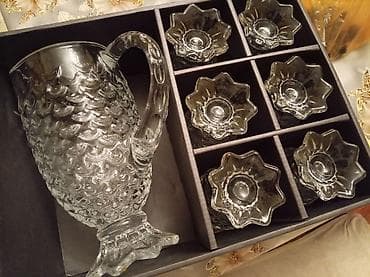 Şüşə süfrə dəsti – 7 parça - 1 ədəd iri sürahı - 6 ədəd stəkan/kasa