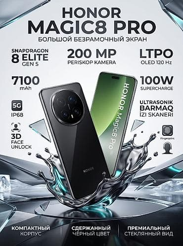 honor magic 3 pro plus: Honor Magic 8 Pro, 512 GB, rəng - Qara, Face ID — 1