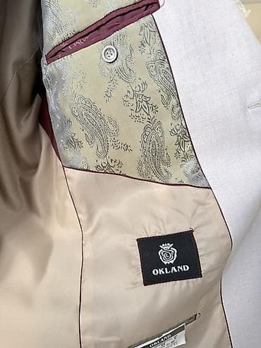 dini paltar: OKLAND kişi kostyumu – açıq bej/şampan rəngində, klassik kəsim — 3