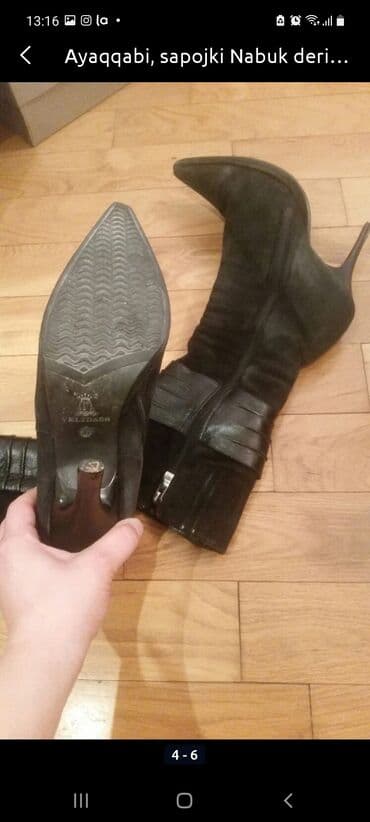 утепленные резиновые сапоги: Сапоги, Размер: 37, цвет - Черный, Б/у — 2