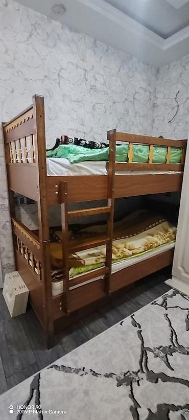 Oğlan və qız üçün, Çarpayı, Matrassız, Siyirməsiz, Taxta