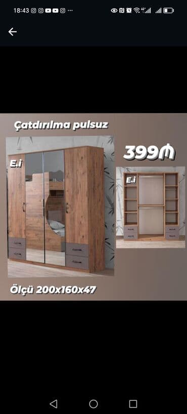 kupe şkaf: Yeni, Kupe, 5 qapı Düz dolab, Dolab-asılqan, Azərbaycan — 14