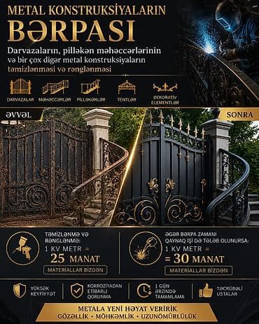 lambiri ustası: Metal konstruksiyaların bərpası və rənglənməsi Xidmətlər: - — 1