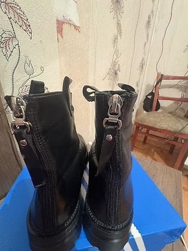 qış qısa botinkalar: Qara dəri botlar - Material: hamar qara dəri (üst hissə), qalın — 6