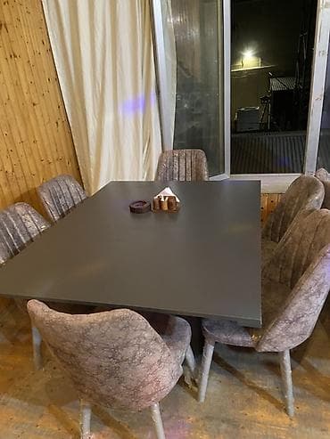 novruz stolu: Qonaq otağı üçün, Açılmayan, Dördbucaq masa, 8 stul — 1