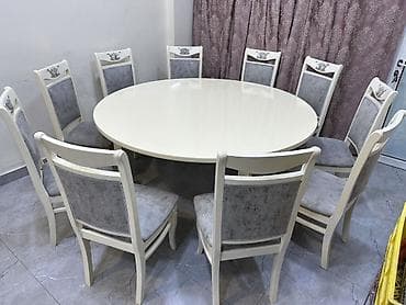 Masalar və oturacaqlar: Qonaq otağı üçün, Açılmayan, Yumru masa, 8 stul — 2