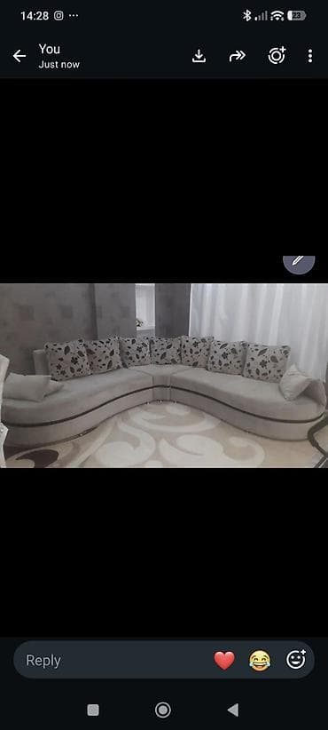 antik masa: Qonaq otağı üçün L formalı yumru künc divan 300 AZN - Rəng: açıq boz — 1