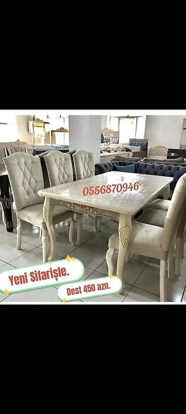 Qonaq otağı üçün, Yeni, Açılmayan, Dördbucaq masa, 6 stul — 1