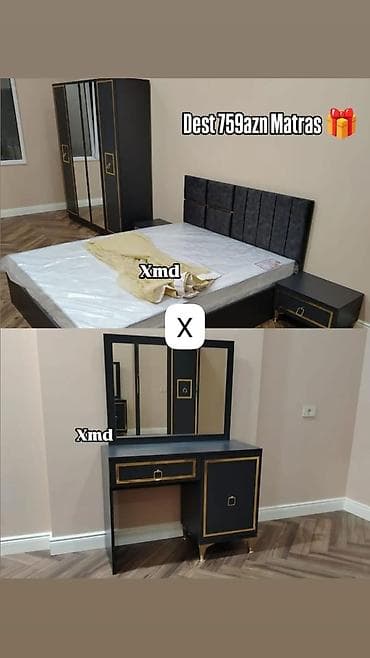 tumbuckalar: Yataq otağı mebel dəsti Tərkibi: - 2 nəfərlik çarpayı, yumşaq başlıq — 1