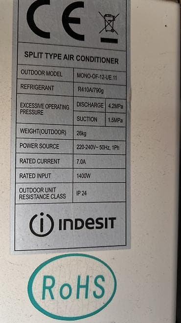 indezit: Indesit split tipli kondisioner - Model: Outdoor MONO-OF-12-UE.11 — 1