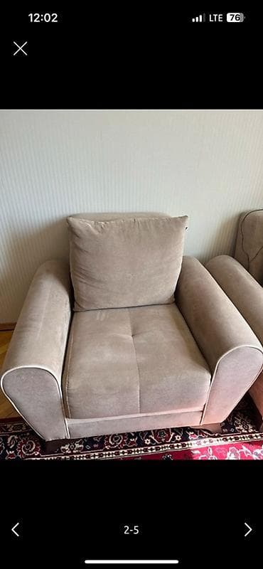 dairəvi: Yumşaq bej rəngli tək nəfərlik kreslo - Material: məxməri tipli — 3