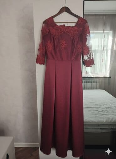 Ziyafət donları: Zərif ziyafət donu – bordo rəngdə - Model: A-kəsim, beldən aşağı geniş — 1