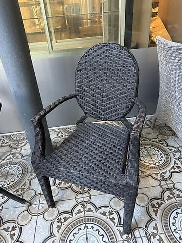 Ev və bağ: Yumru masa, 2 stul, Açılmayan, Stullar ilə, Həsir toxunuşlu — 2