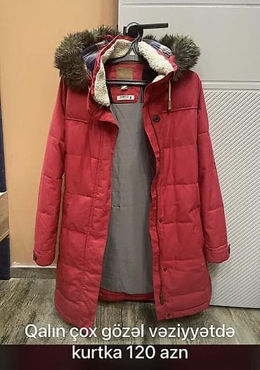 Qalın, isti qış kurtkası - Rəng: tünd çəhrayı/qırmızı - Uzun model