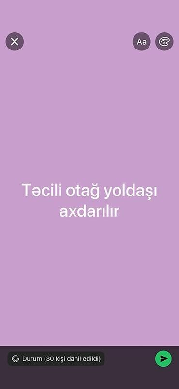gundelik ev: Xidmət: Otaq yoldaşı axtarılır Təsvir: - Təcili olaraq mövcud — 1