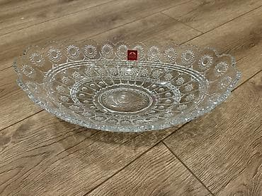 Süfrə ləvazimatları: Şüşə meyvə/şirniyyat qabı – dekorativ naxışlı, oval forma - Material — 2