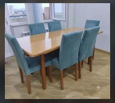 Balkon üçün, İşlənmiş, Açılan, Dördbucaq masa, 6 stul lalafo.az -da Balkon üçün, İşlənmiş, Açılan, Dördbucaq masa, 6 stul