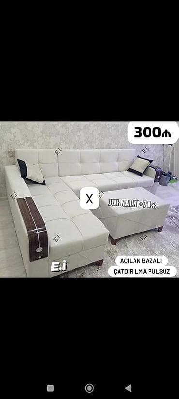 Açılan bazalı L formalı künc divanı – Rəng: ağ, modern dizayn – lalafo.az -da Açılan bazalı L formalı künc divanı – Rəng: ağ, modern dizayn –