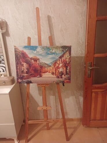 rəsm çəkmək: Taxta rəssam molberti - Material: bərk ağac, təbii teksturalı - — 2