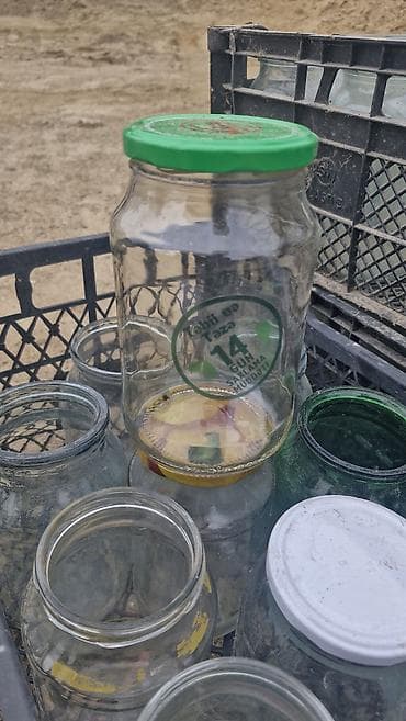 turşu: Şüşə bankalar dəsti - Plastik yeşiklərdə müxtəlif ölçülü şüşə — 3