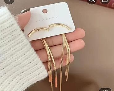 Аксессуары: Zəncirli, sallantılı sırğalar seti - Model: Uzun sallanan dizayn — 4