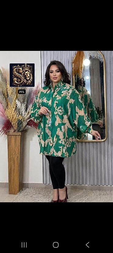 yeni geyim: Modeli: Oversayz qadın köynəyi Detallar: - Uzun, sərbəst kəsim; — 3