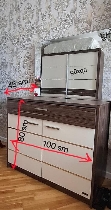 puflar: Yataq otağı dəsti Tərkibi və ölçülər: - Dolab: sürgülü qapılar, iki — 3