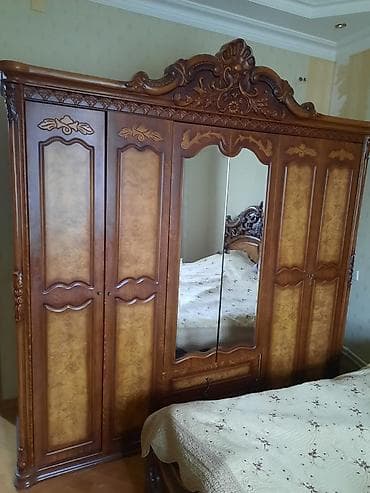 4 qapılı, Qəhvəyi, Taxta, Açılan, Düz dolab — 1