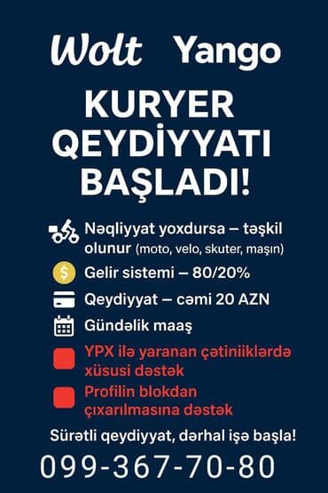 Moto-kuryer tələb olunur