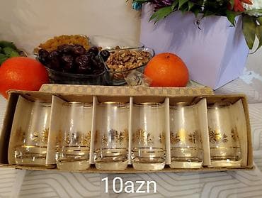 sir sekli: Qəhvə dəsti, rəng - Qızılı, Şüşə — 6