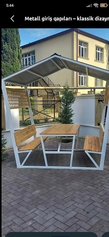 cay: Besetka həyətdə çay içib söhbət eləmək uçun.40x40 profilnən yıgılır — 1