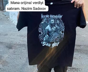 Futbolkalar: Məhsul: Qara rəngli qısaqoll köynək - Ön hissədə “BLACK WOLF” temalı — 1