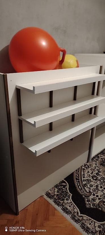 kitab refi mebel: Ağ rəngli açıq rəfli şkaf sistemi - Material: laminat/LDSP ağ panel - — 5