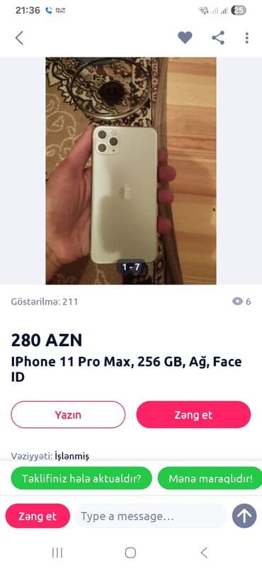 iphone 15 adapter qiymeti: IPhone 11 Pro Max, 256 ГБ, Белый, Face ID — 1