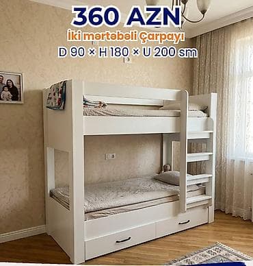 nərdivan satılır: İki mərtəbəli çarpayı – 360 AZN Ölçülər: - Dərinlik: 90 sm - — 1