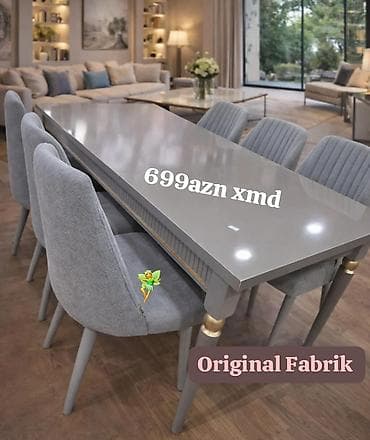 stolun: Qonaq otağı üçün, Yeni, Dördbucaq masa, 6 stul — 1
