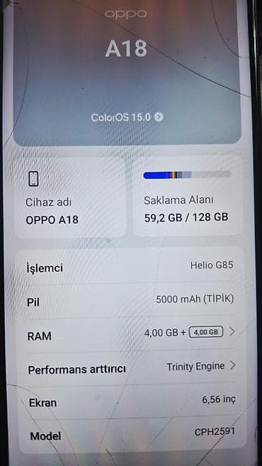 prosessor satilir: Oppo A18, 128 GB, rəng - Qara — 1