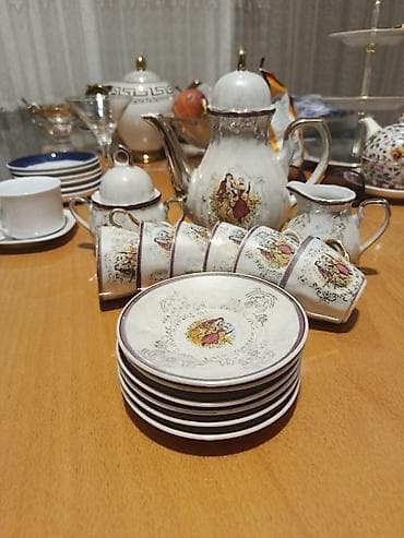 Çay dəsti, rəng - Ağ, Farfor, 6 nəfərlik, Çexiya