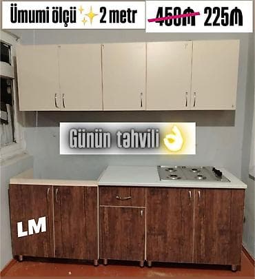 Mətbəx mebellərinin sifarişlə hazırlanması✔️ Ölçü : 2 metr üst