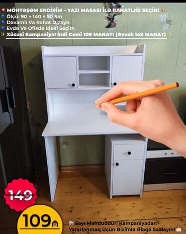 стол мебель: Kompüter masası, Yeni, Açılmayan, Laminat, Dördbucaq masa — 1