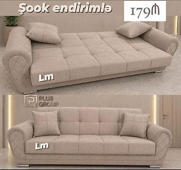 Bej rəngli çevrilə bilən divan – Plus Group dizaynı - 3 yerlik rahat