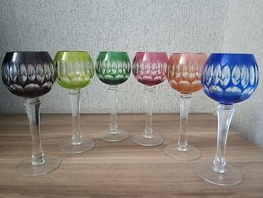 set qabları: Qədəhlər, Xrustal, 6 ədədli dəst, Çexiya — 3