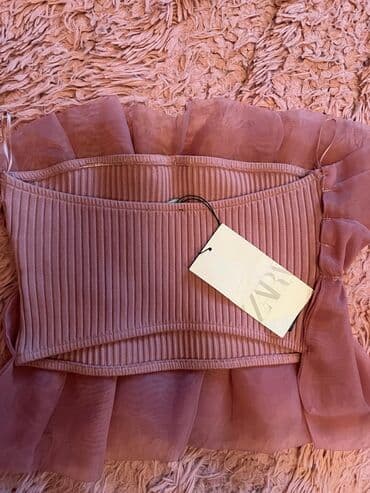 Jiletlər: ZARA brendinin straplez topu - Rəng: toz gülləsi (pudra/rosé). - — 2